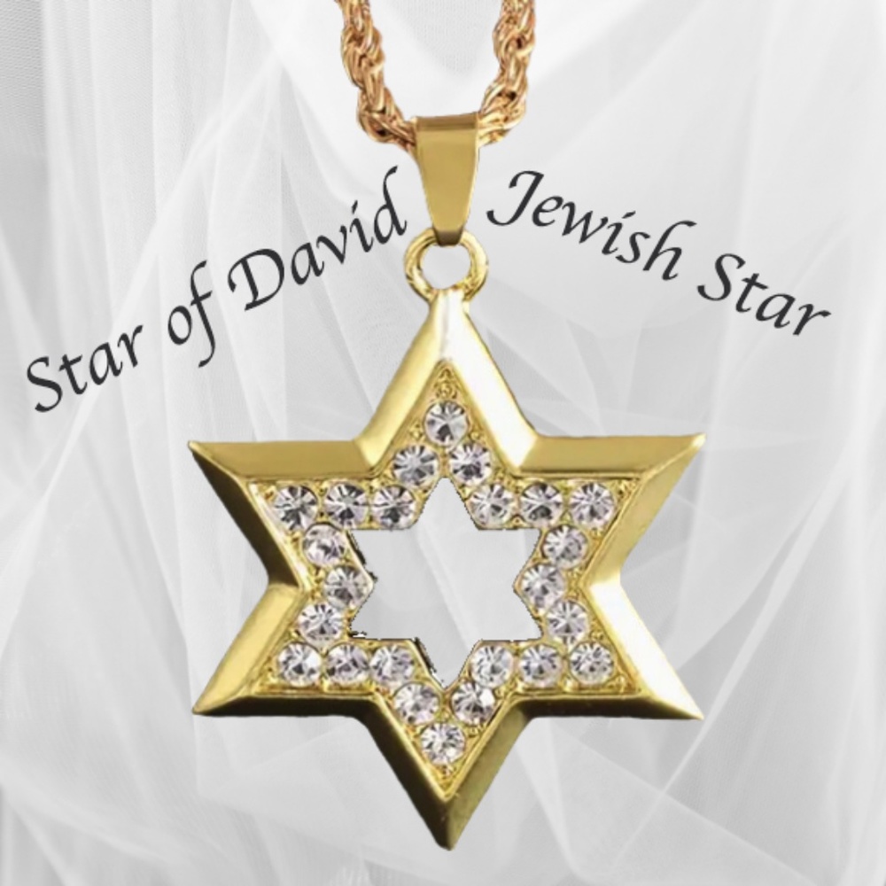 Star of David aka Jewish Star Hexagon Necklace / Pendant - Gold color & …